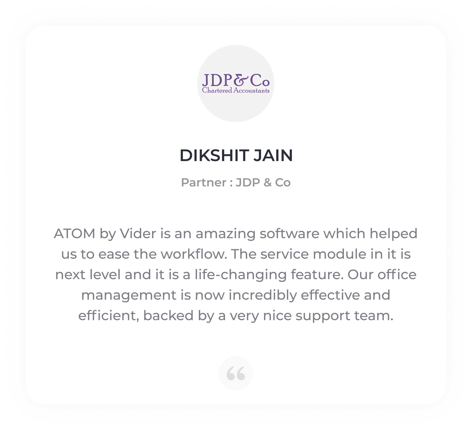 JDP & Co Testimonial